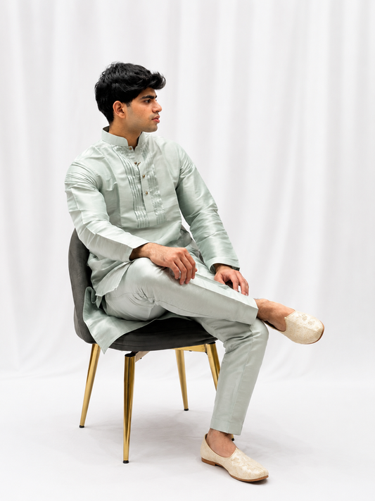 Mint Green Designer Indo-Western Jacket Kurta Set