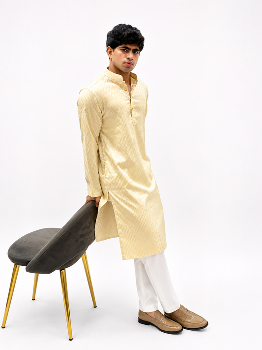 Champagne Gold Jacquard Kurta Set