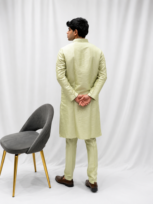 Pista Green Silk Kurta Set