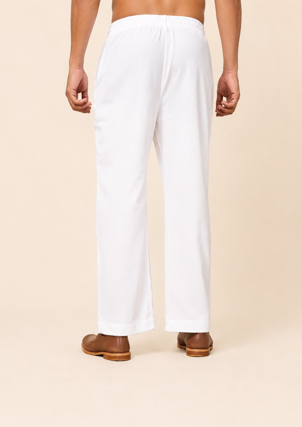 Men's White Soft Fabric Baggy Pants | Relaxed Fit Ethnic Bottom Wear