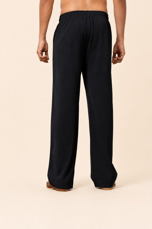 Men's Black Soft Fabric Baggy Pants | Relaxed Fit Ethnic Bottom Wear