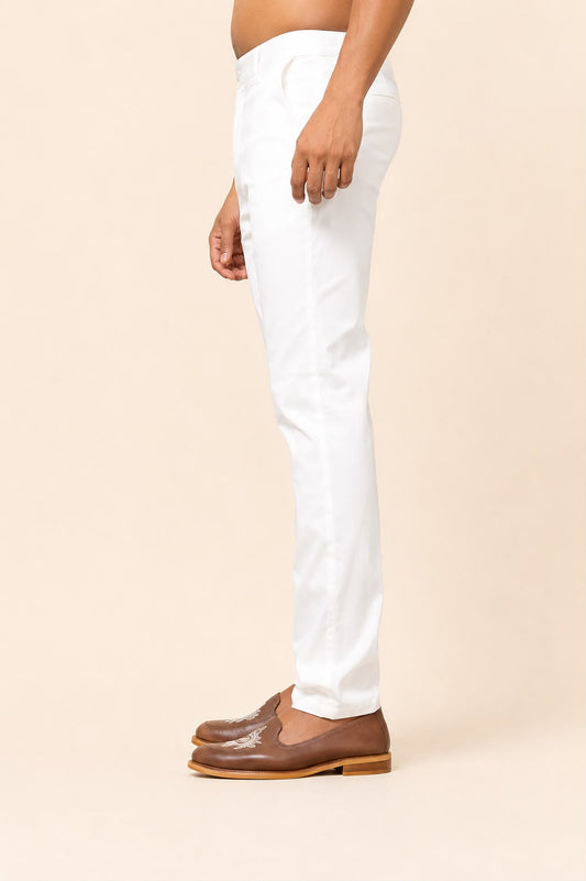 Men's White Lycra Regular Fit Pant | Stretchable Ethnic Bottom Wear for Kurta