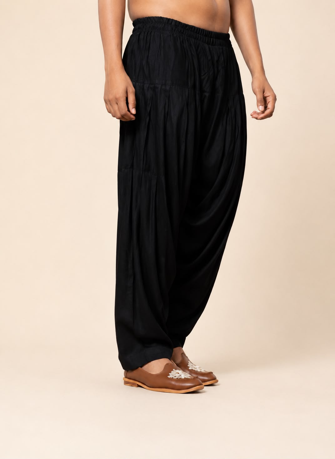 Men's Black Rayon Cotton Patiala Salwar | Comfortable Ethnic Bottom Wear
