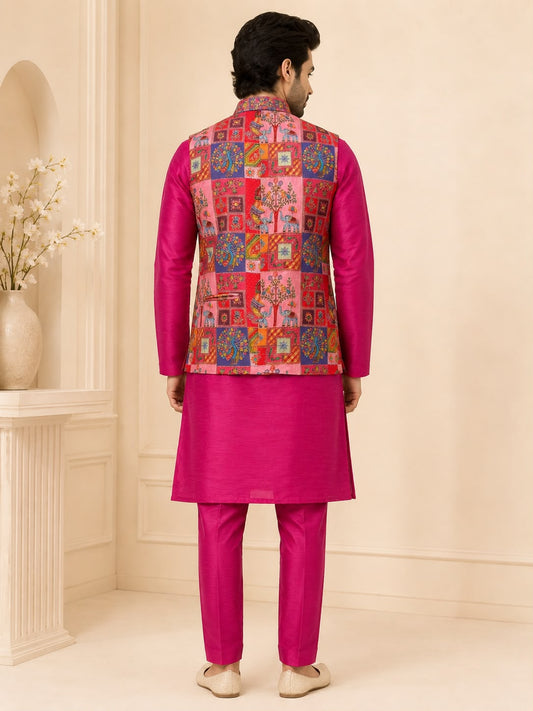 Rani Pink premium Silk Jacket Set