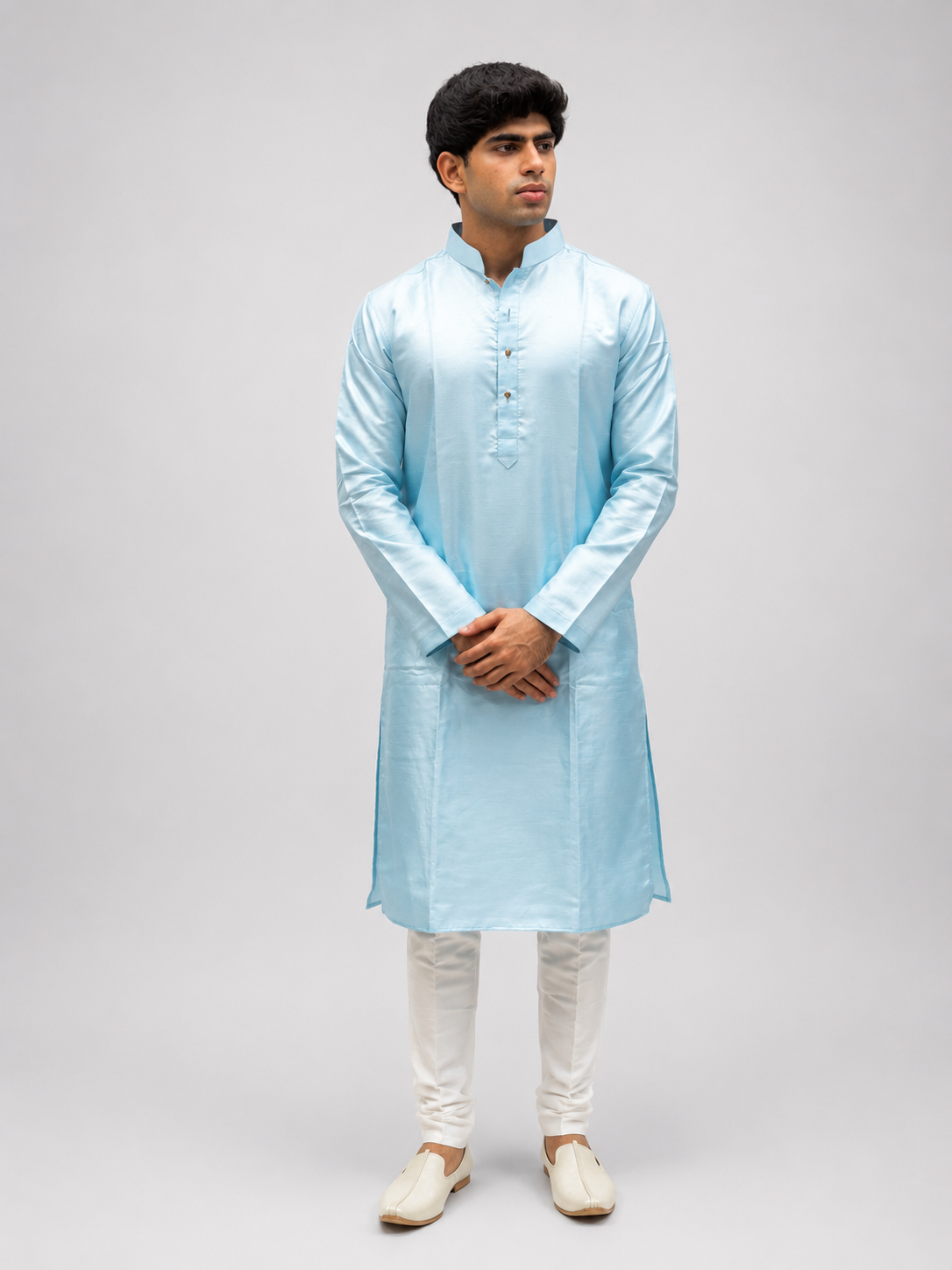 Light Blue Silk Kurta Set