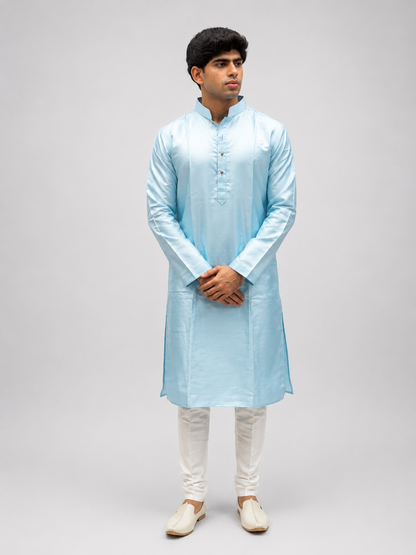 Light Blue Silk Kurta Set