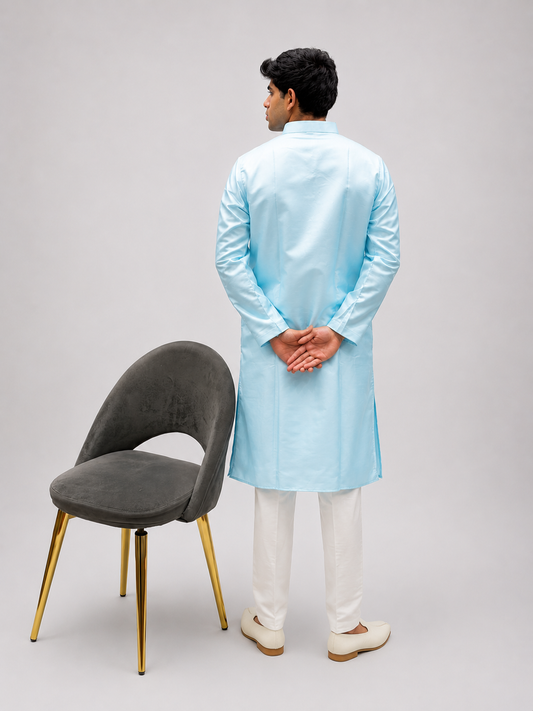 Light Blue Silk Kurta Set