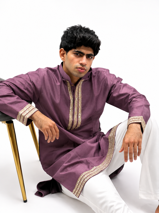 Royal Plum Embroidered Kurta Set