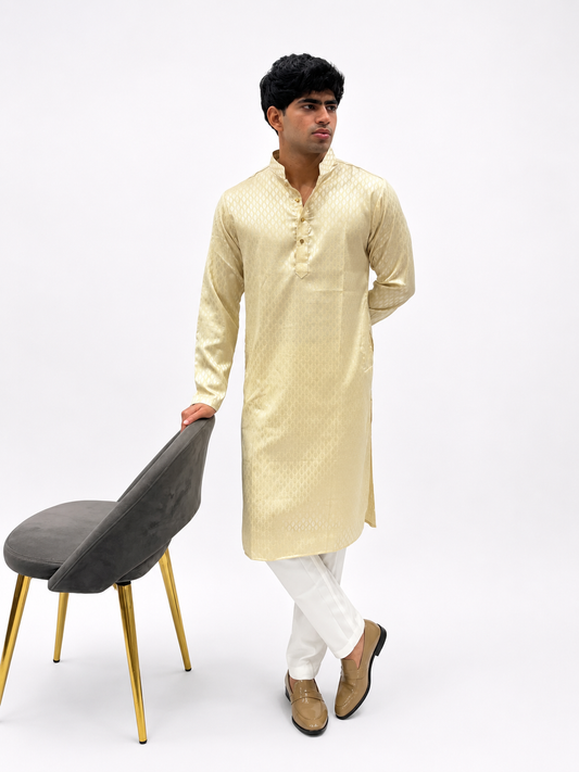 Champagne Gold Jacquard Kurta Set
