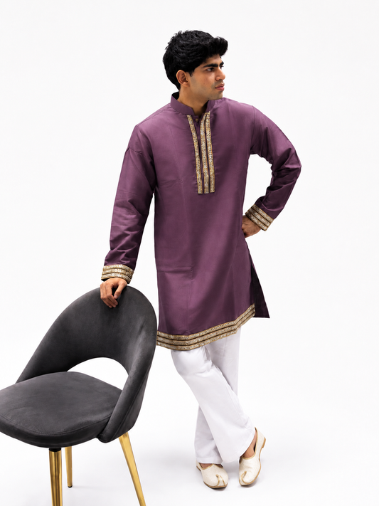 Royal Plum Embroidered Kurta Set