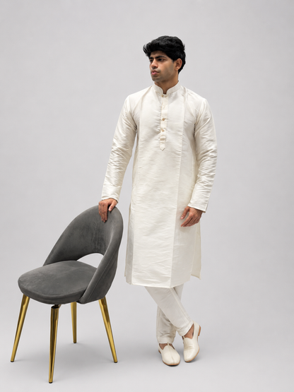 Cream Silk Kurta Set