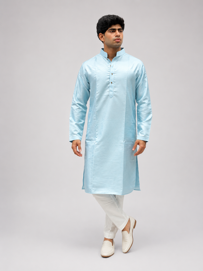 Light Blue Silk Kurta Set