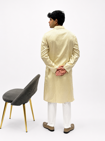 Champagne Gold Jacquard Kurta Set