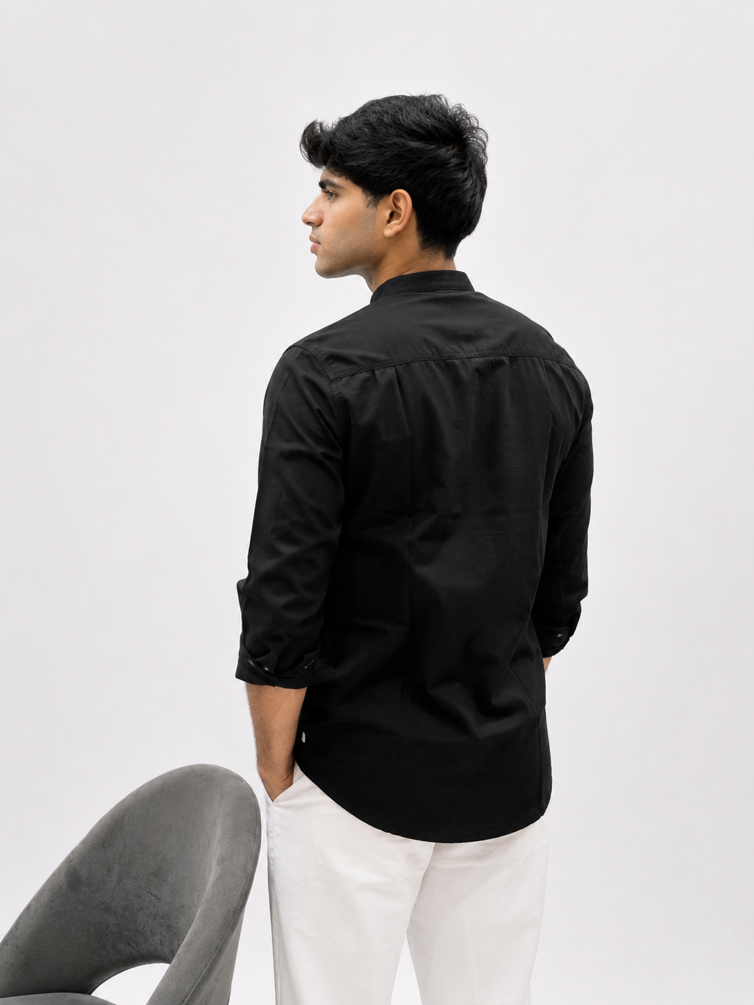 Black Cotton Short Kurta Only