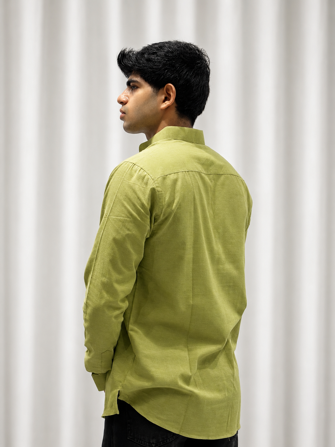 Pista Green Cotton Linen Short Kurta Only
