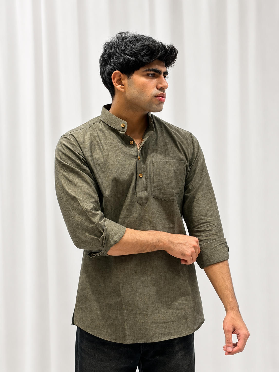 Olive Green Short Kurta Only