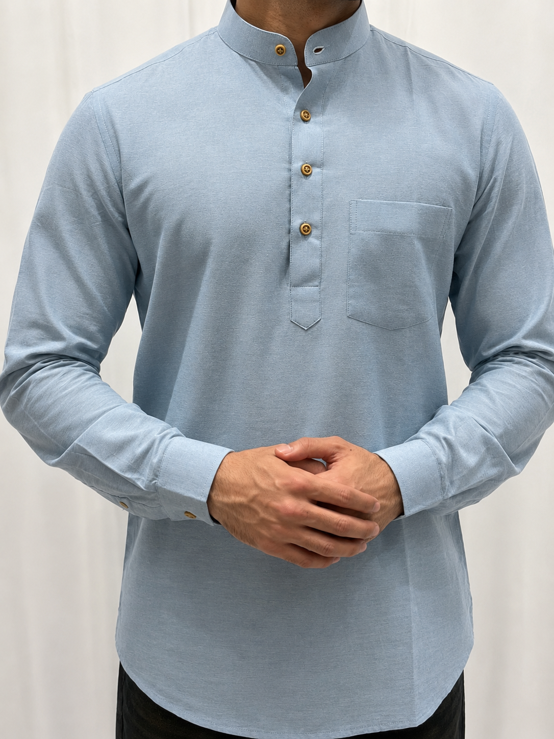 Sky Blue Cotton Short Kurta