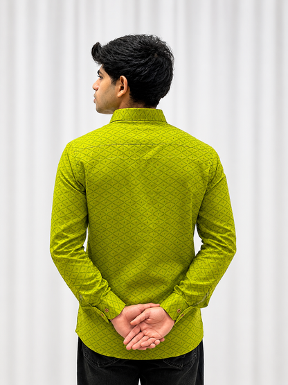 Green Cotton Linen Short Kurta – Pattern 1