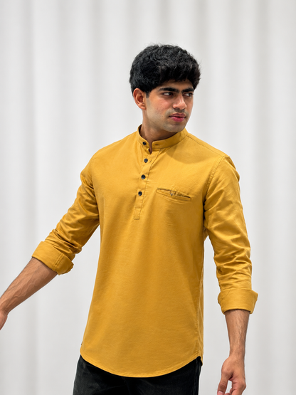 Yellow  Cotton Short Kurta