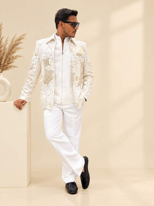 Men’s Premium Ivory Embroidered Jodhpuri Set