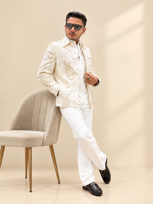 Men’s Premium Ivory Embroidered Jodhpuri Set