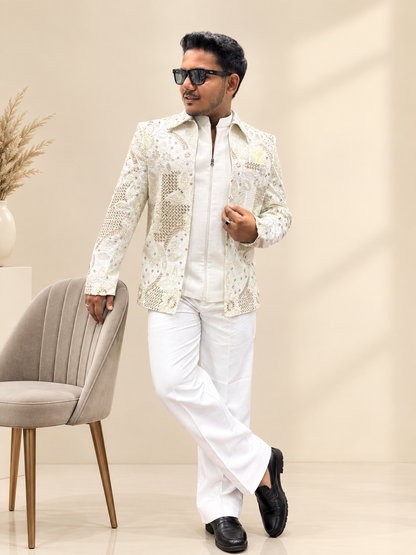 Men’s Premium Ivory Embroidered Jodhpuri Set