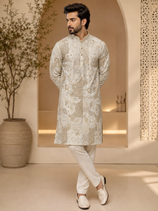 Ivory Heritage Embroidered Kurta Set