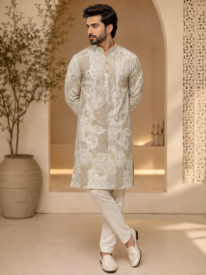 Ivory Heritage Embroidered Kurta Set