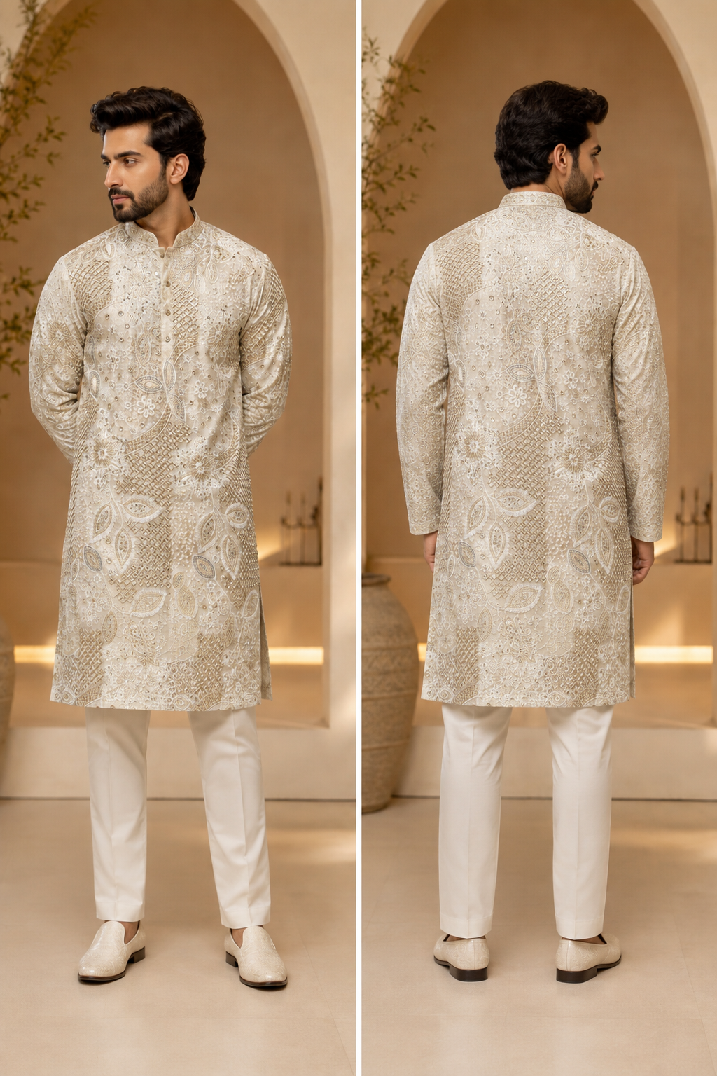 Ivory Heritage Embroidered Kurta Set
