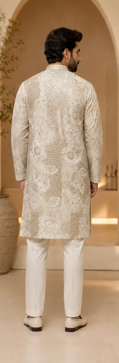 Ivory Heritage Embroidered Kurta Set