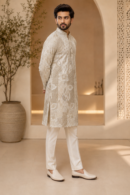 Ivory Heritage Embroidered Kurta Set