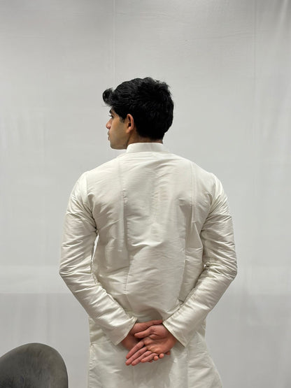 Cream Silk Kurta Set