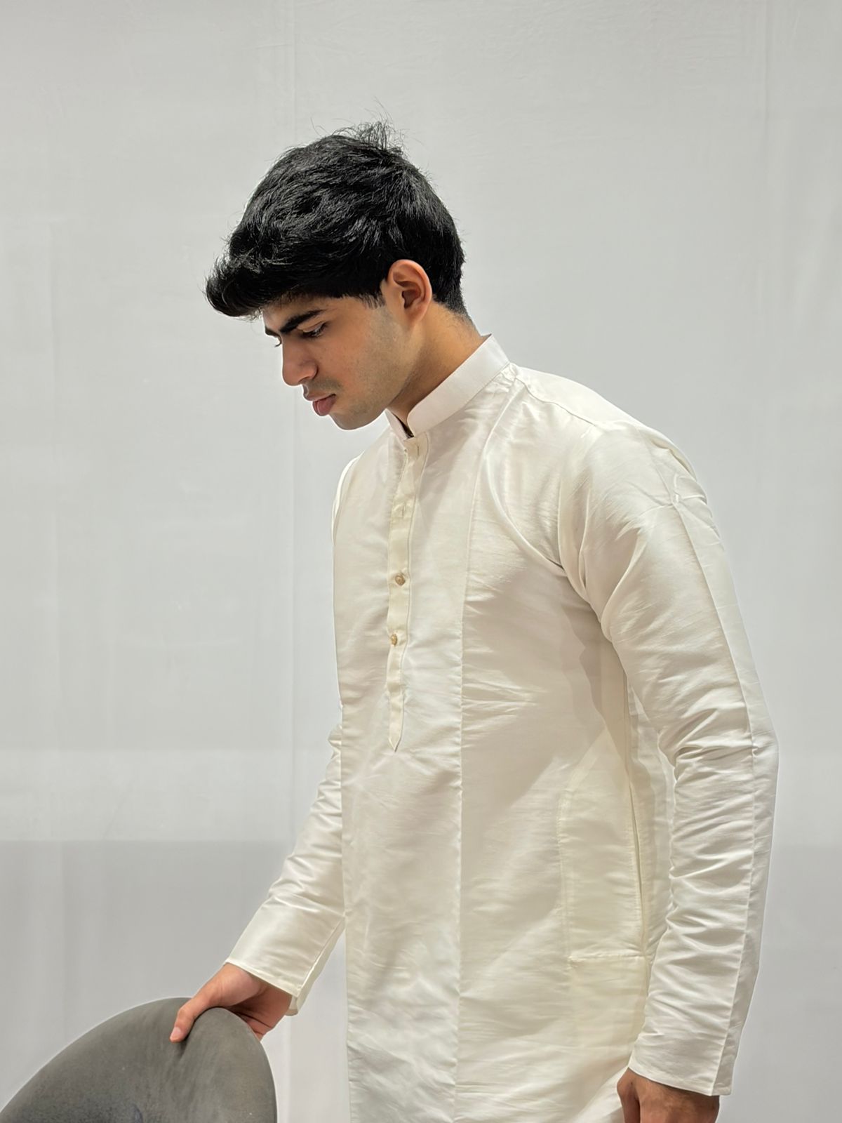 Cream Silk Kurta Set