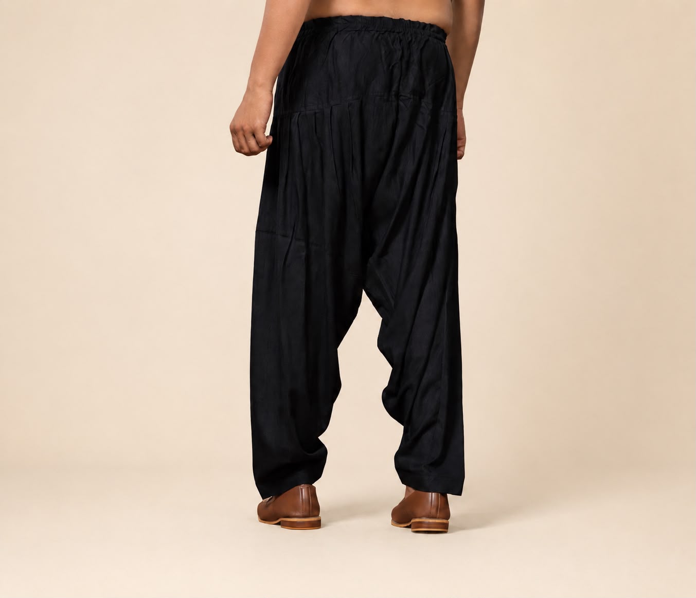 Men's Black Rayon Cotton Patiala Salwar | Comfortable Ethnic Bottom Wear