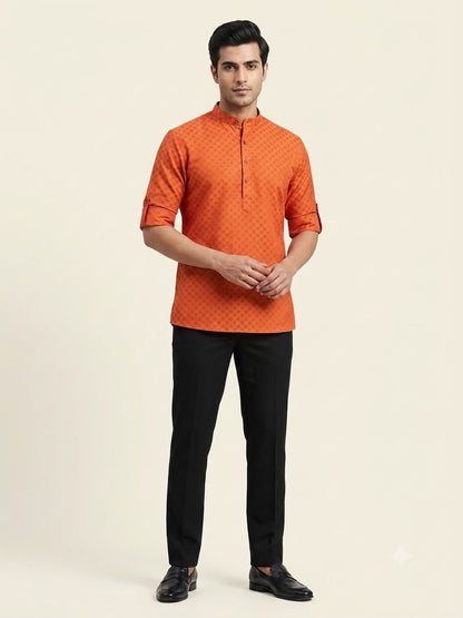 Orange Cotton Short Kurta Only