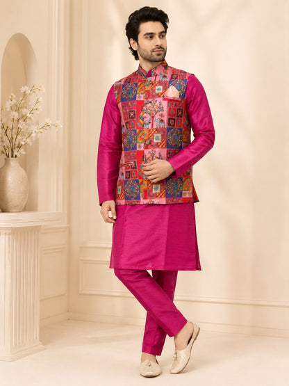 Rani Pink premium Silk Jacket Set