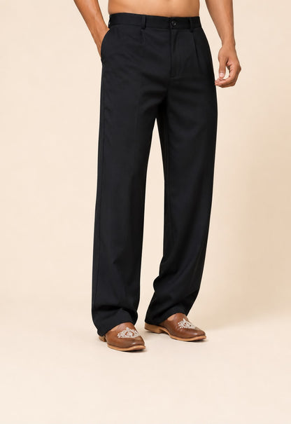 Men's Black Soft Fabric Baggy Pants | Relaxed Fit Ethnic Bottom Wear