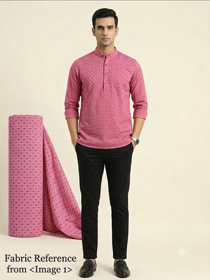 Pink Cotton  Short Kurta Only