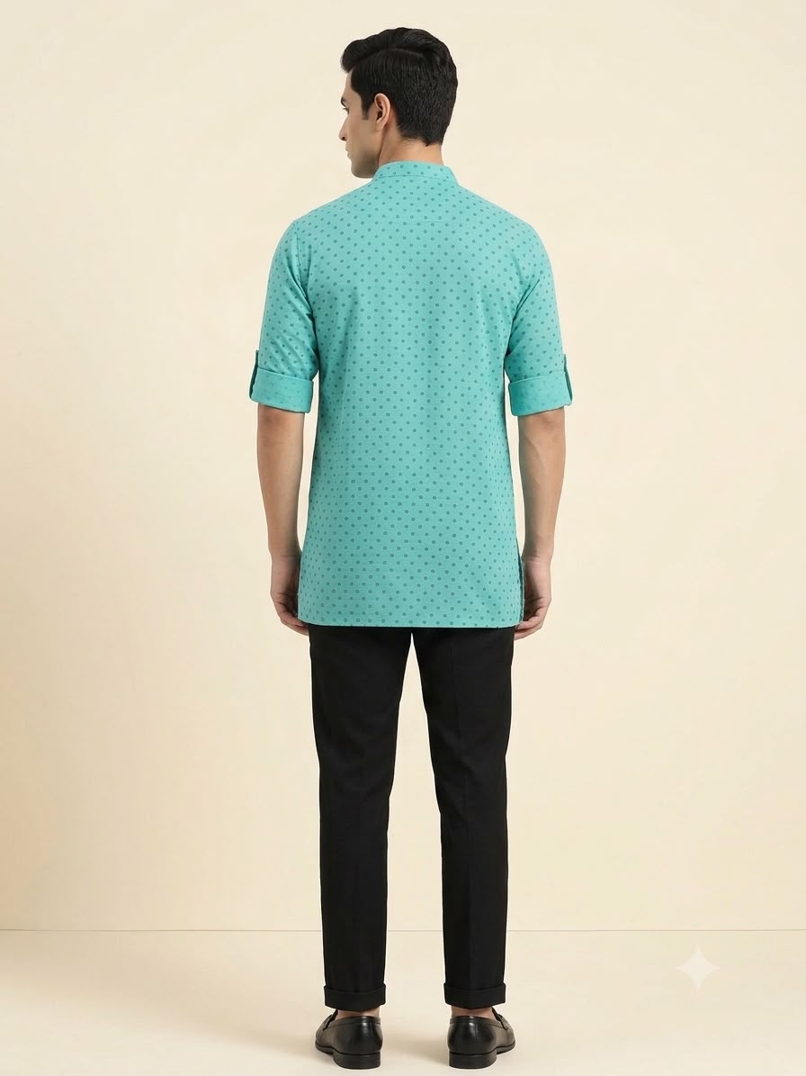 C-Green Cotton Short Kurta