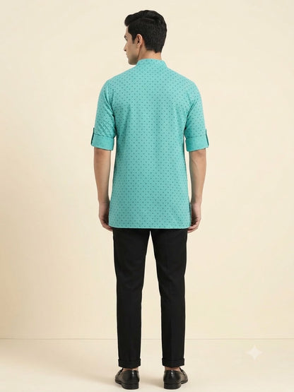 C-Green Cotton Short Kurta