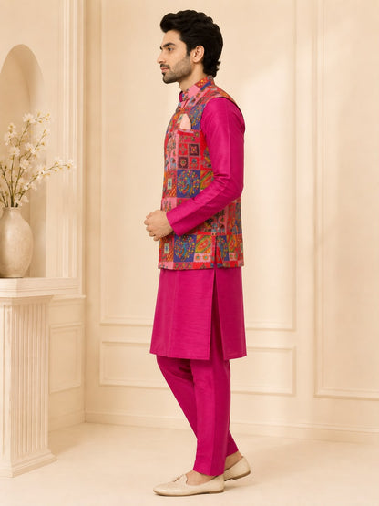 Rani Pink premium Silk Jacket Set