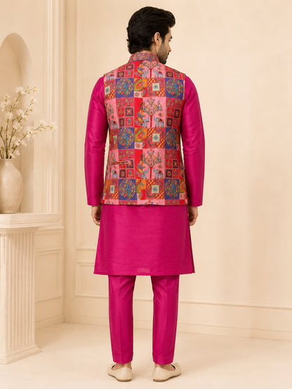Rani Pink premium Silk Jacket Set