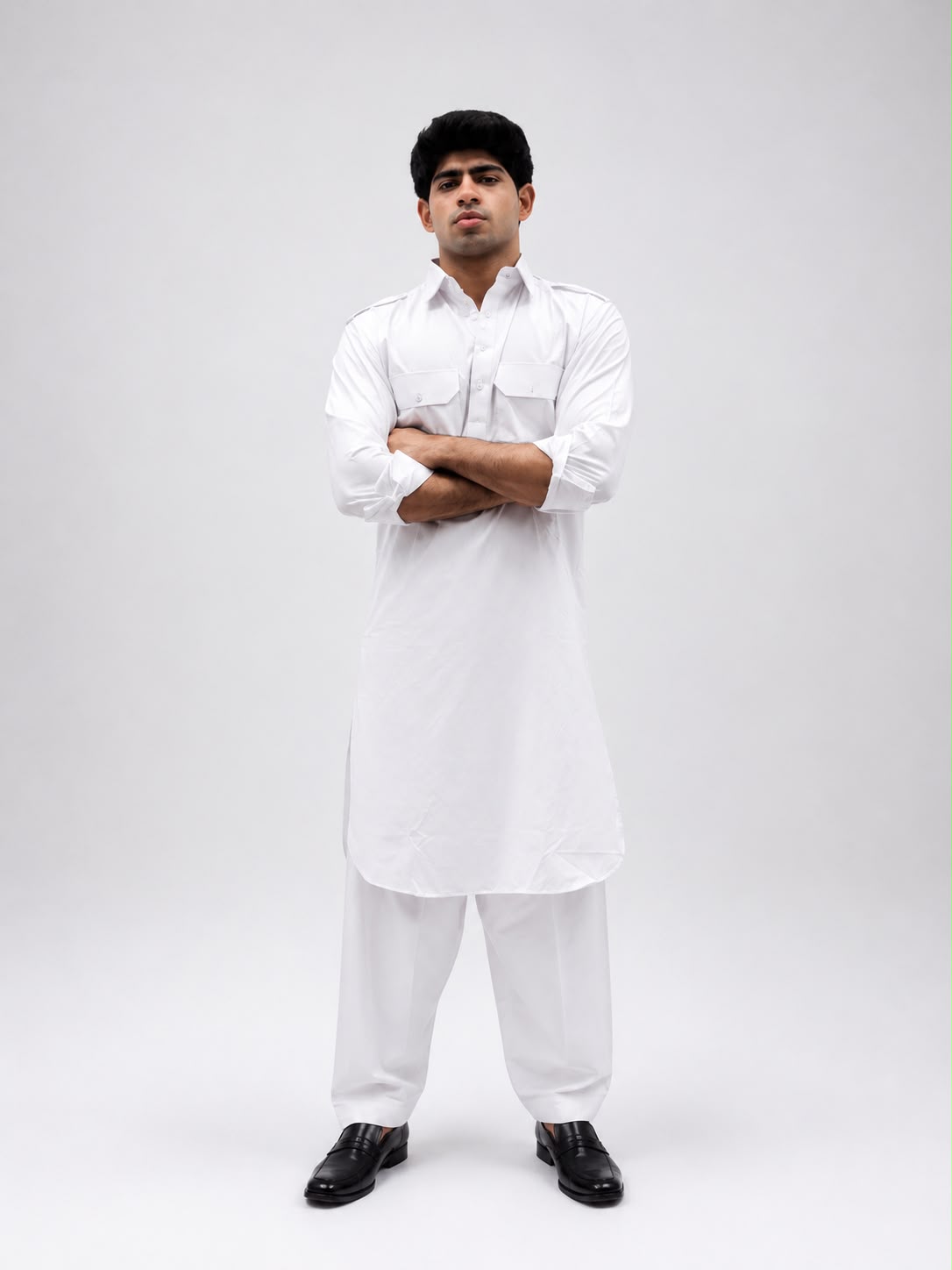 Men's Classic White Pathani Set | Premium Cotton Blend Ethnic Wear