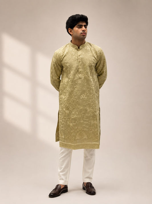 Men's Thread Work Kurta Set | Premium Embroidered