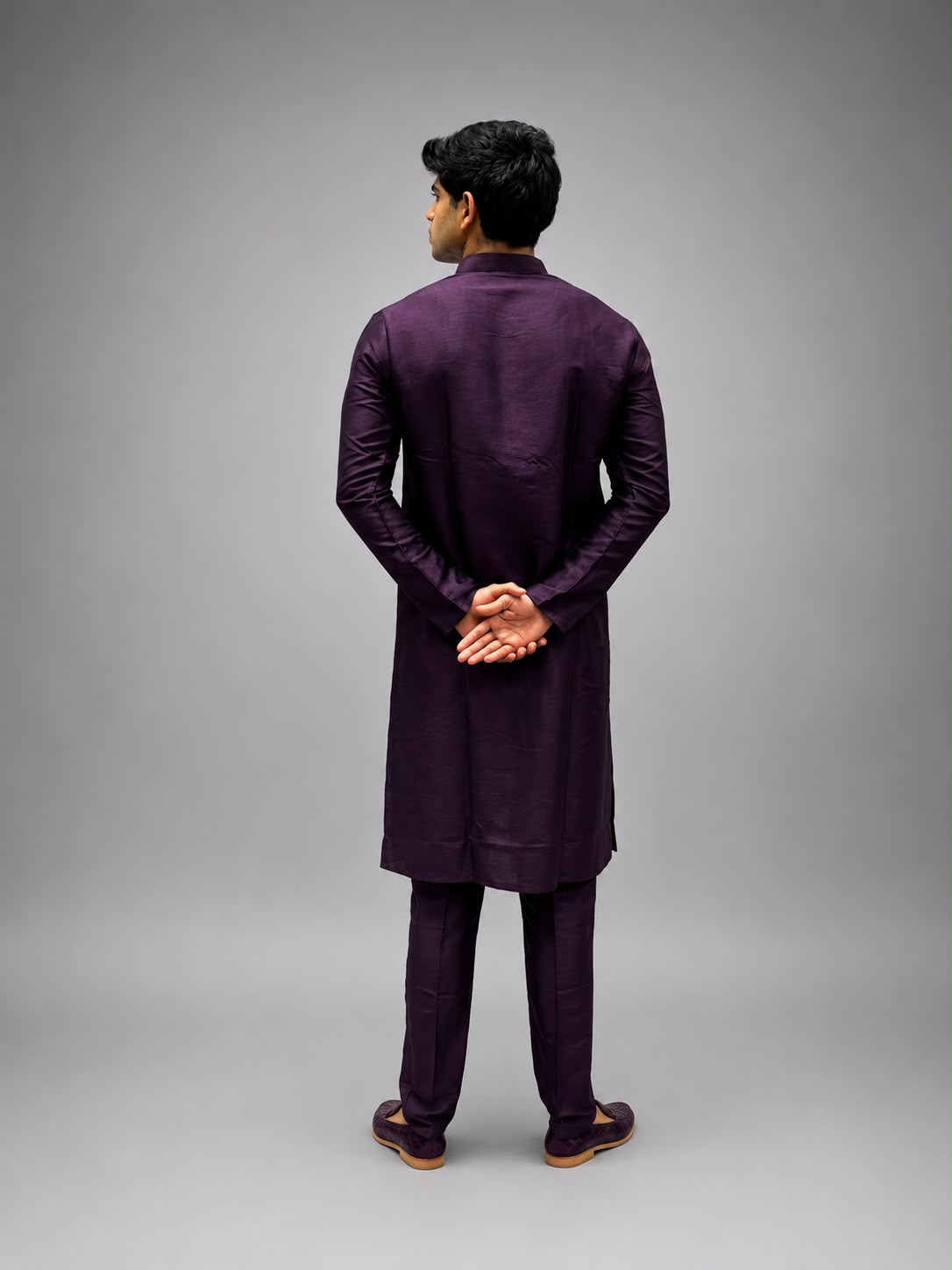 Men's Deep Plum  Silk Kurta Set