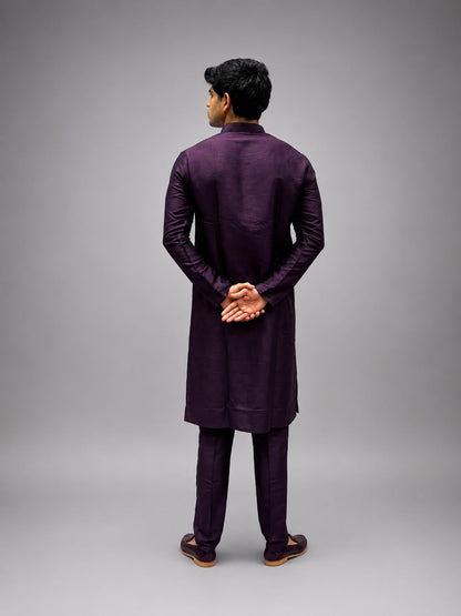 Men's Deep Plum  Silk Kurta Set
